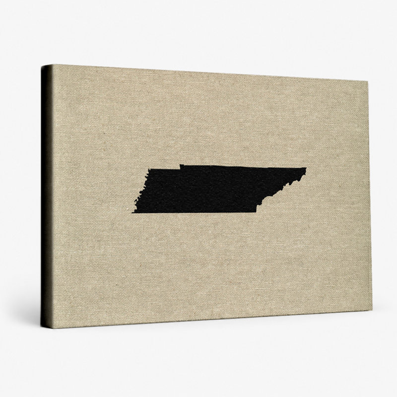 Tennessee State Silhouette - Paysage, art mural sur toile, 18" W x 12" H