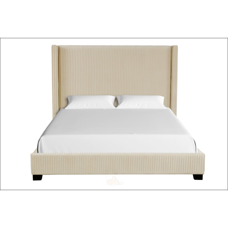 Très grand lit tapissier, Beige, Très grand