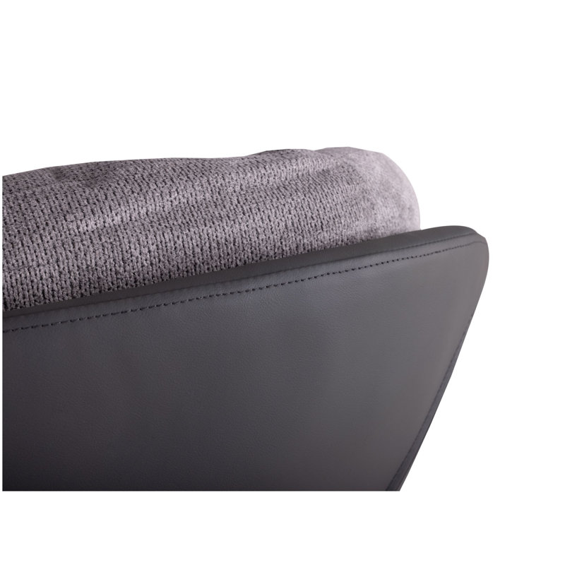 Fauteuil de bureau, chaise d'appoint, chaise d'appoint moderne avec base en similicuir et métal noir, gris clair, Grey