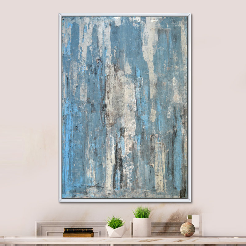 Art moderne gris et bleu II 2FL47705, H 20 po x l 12 po x P 1 po, Cadre blanc