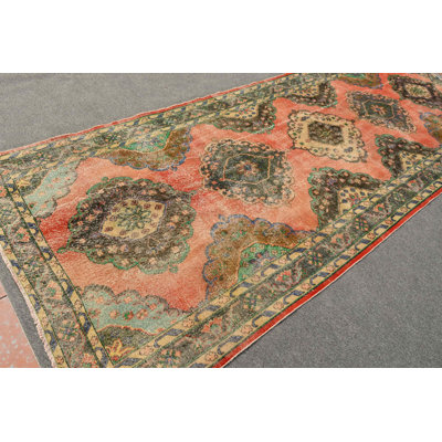 Vintage Turkish Handmade Red Runner Carpet Ideal For Stairs And Kitchen Decoration