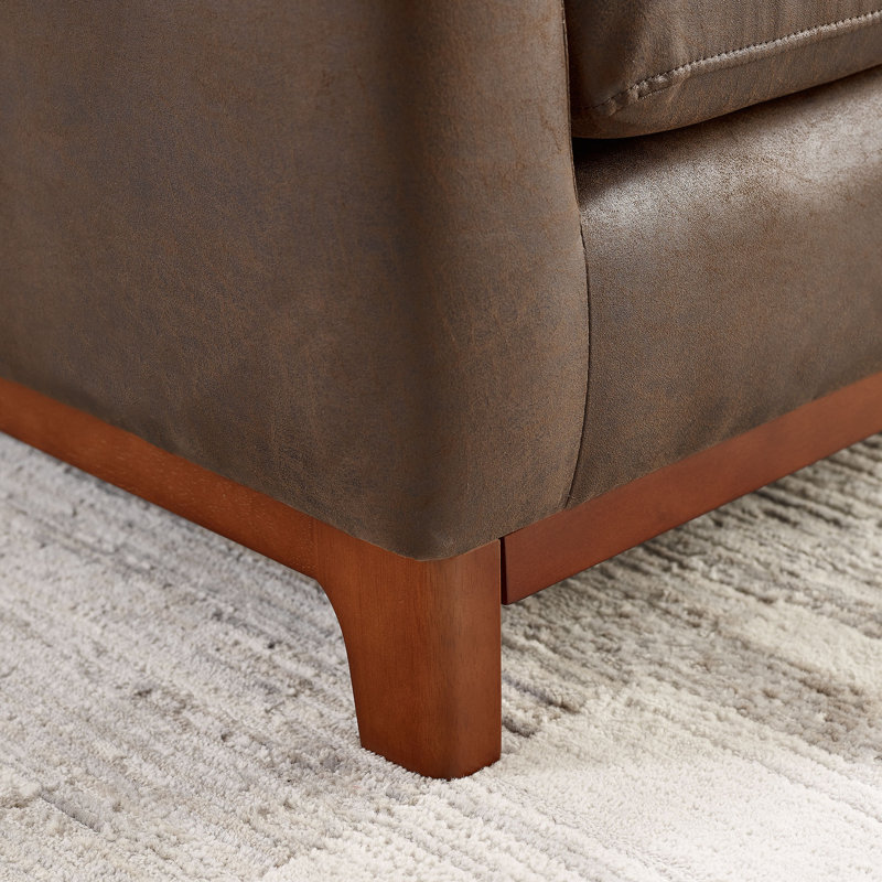 Fauteuil club l 31,5 po Johntay, Simili-cuir brun rétro