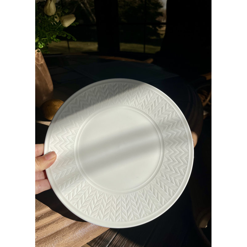 Assiette plate en porcelaine blanche Wheat