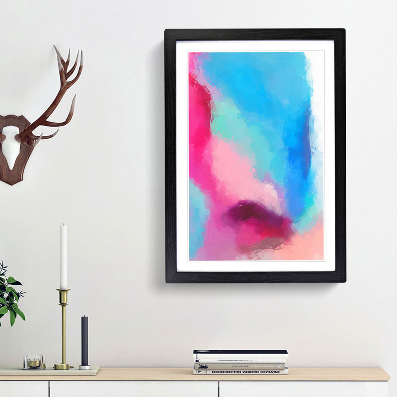 Fusion of Colour in Abstract - Picture Frame Painting Print, 36cm H x 27cm W x 2cm D, Black Framed