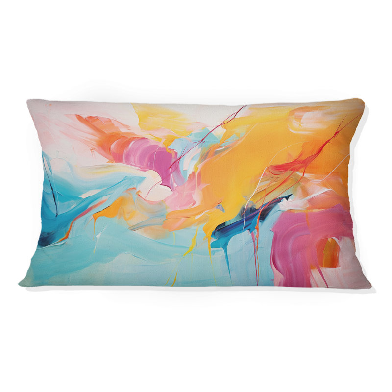 Coussin rose rose Mid-Century Bold Brushstrokes II - Abstract Midcentury