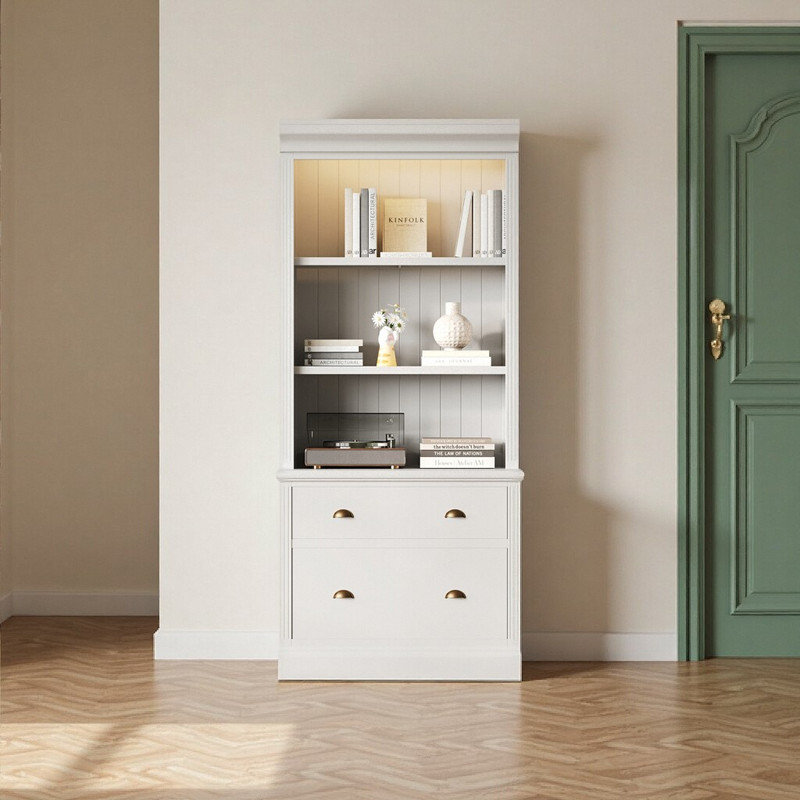 Multi-Functional Bookcase with 2 Drawers & Adjustable Shelves