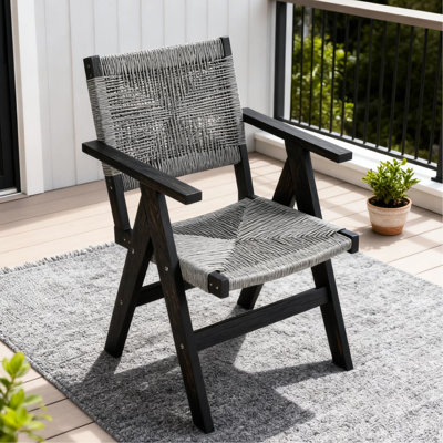 Chaise de salle à manger toutes saisons, idéale pour le jardin et les moments de convivialité à l'extérieur, structure en tissu naturel, assise ergonomique, couleur gris anthracite.