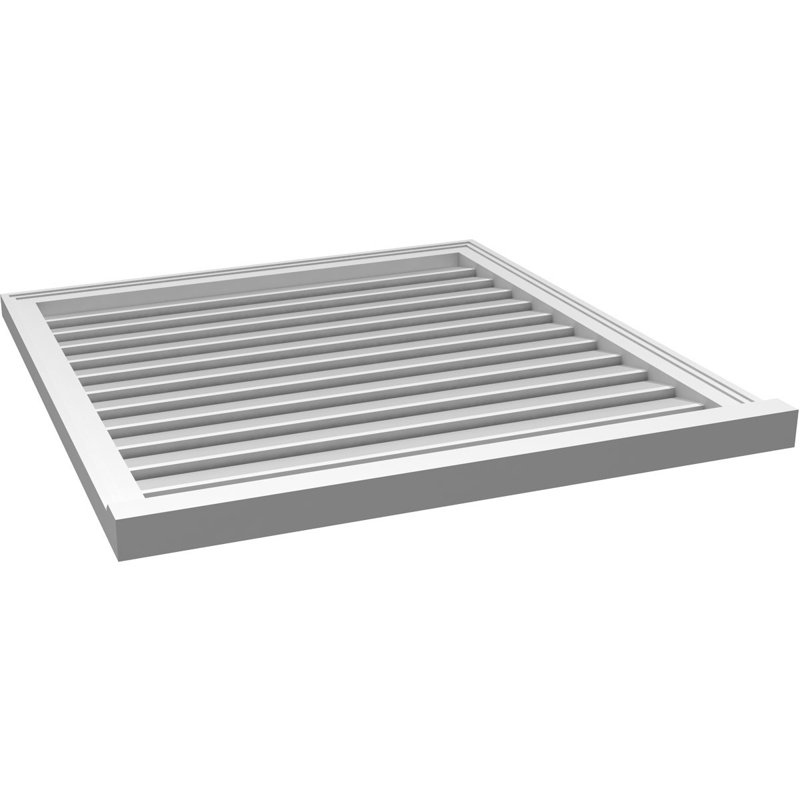 Évent à pignon fonctionnel en uréthane rectangulaire à fixation en surface, brun clair apprêté, H 36 po x l 34 po x P 2 po
