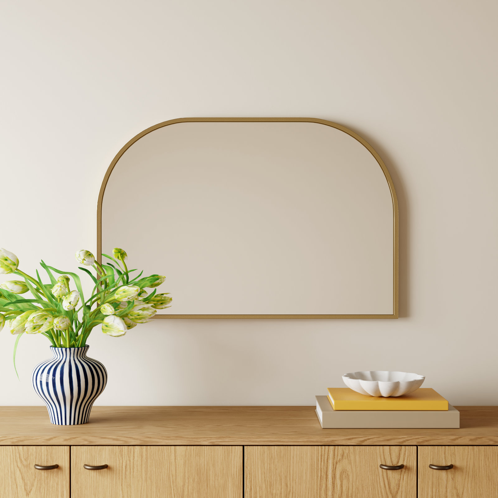 Sabine Metal Wide Arch Wall Mirror, 24" x 36", Brass