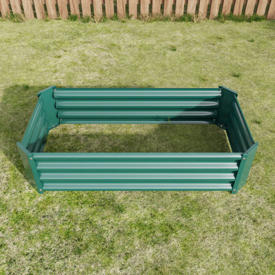 Metal Raised Planter 421Ft Rectangle Bed For Flowers, Plants, , With - Rust Coating Vegetables, Easy Assembly,