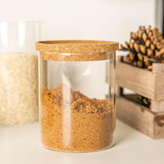 Square Glass and Bamboo Jar 1.75L, Kitchen Organisation