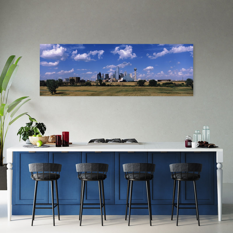 «Skyline Dallas Tx», États-Unis, art mural moderne abstrait, H 20 po x l 60 po