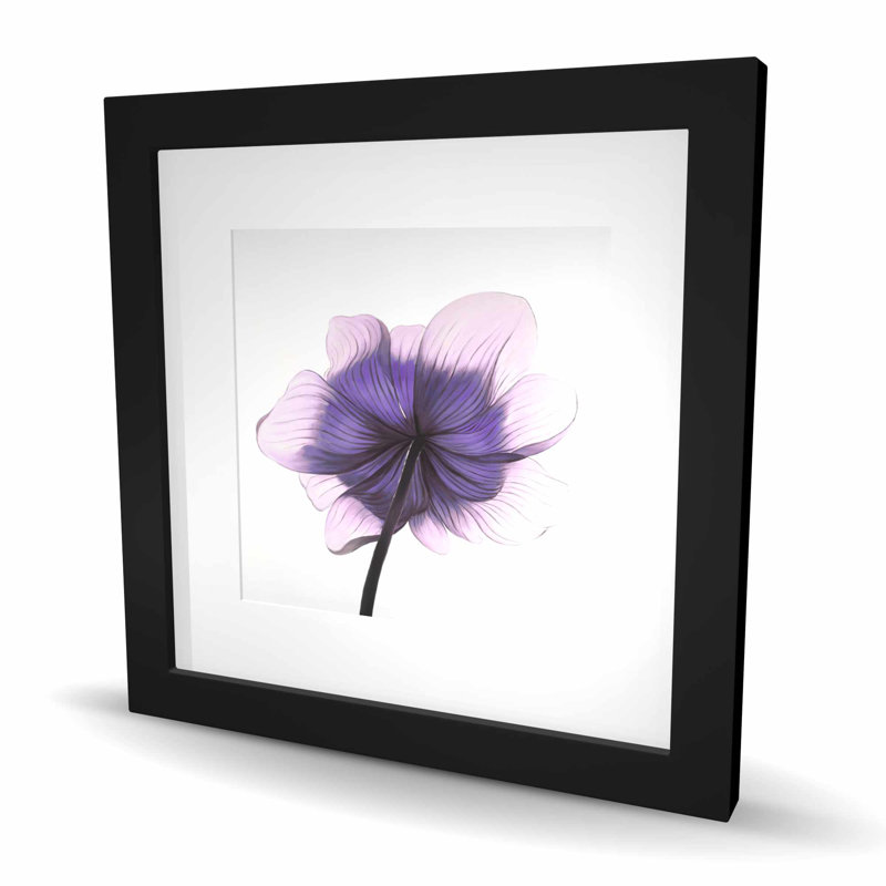 Magnifique fleur anémone mauve | Décoration intérieure encadrée, Noir, H 16 po x l 16 po