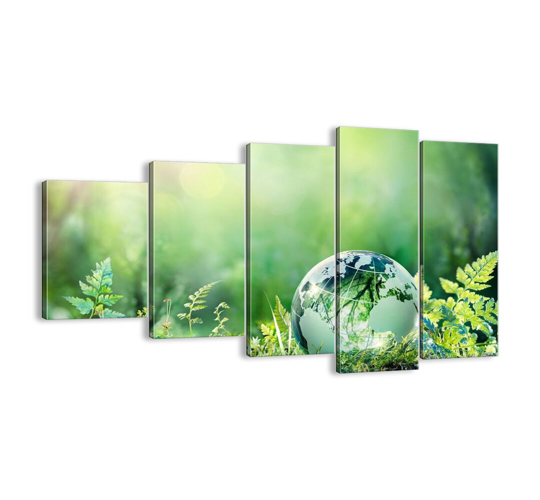 5-tlg. Leinwandbilder-Set - Grafikdruck „Green Planet”