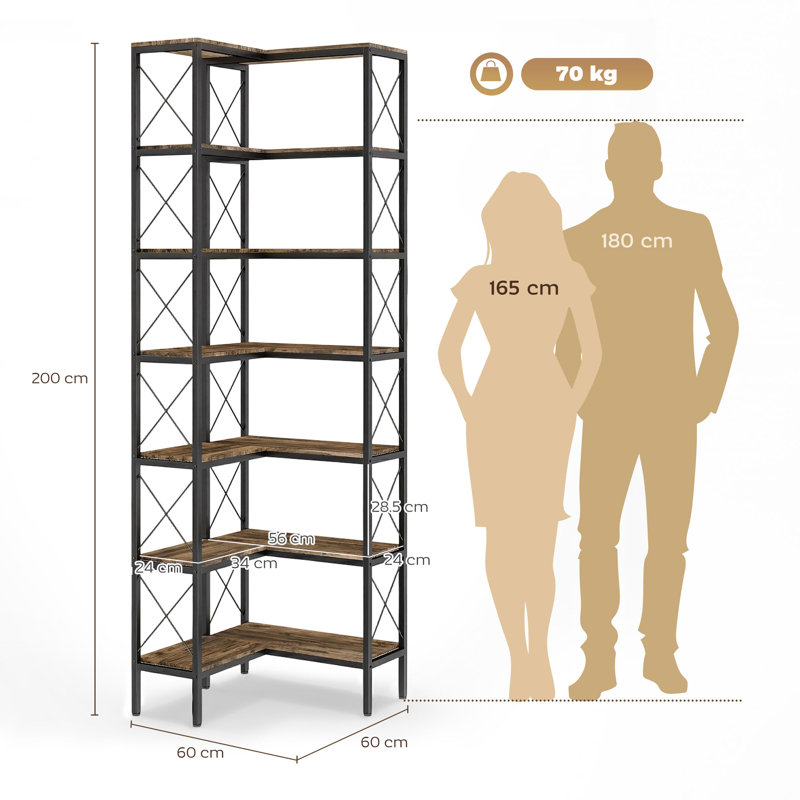 60 cm W Particle Board Bookcase, 200 cm H x 60 cm W x 60 cm D x