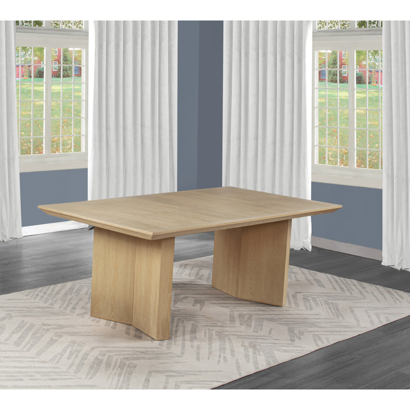 Kaija Light Natural Oak Dining Table With Double Pedestal Base