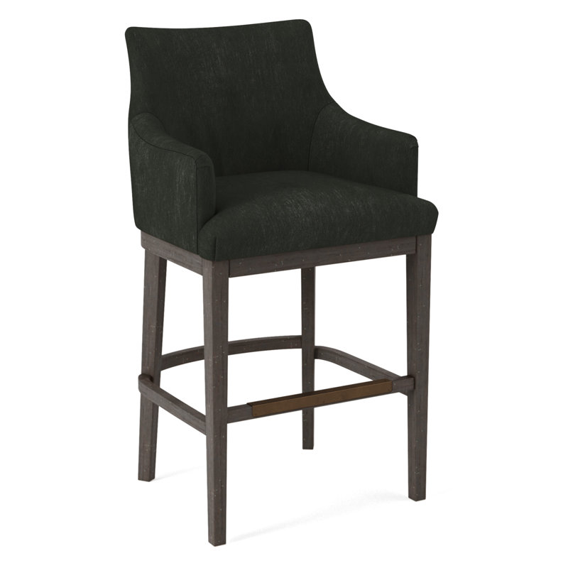 Upholstered Stool, Salvador Asphalt, Black