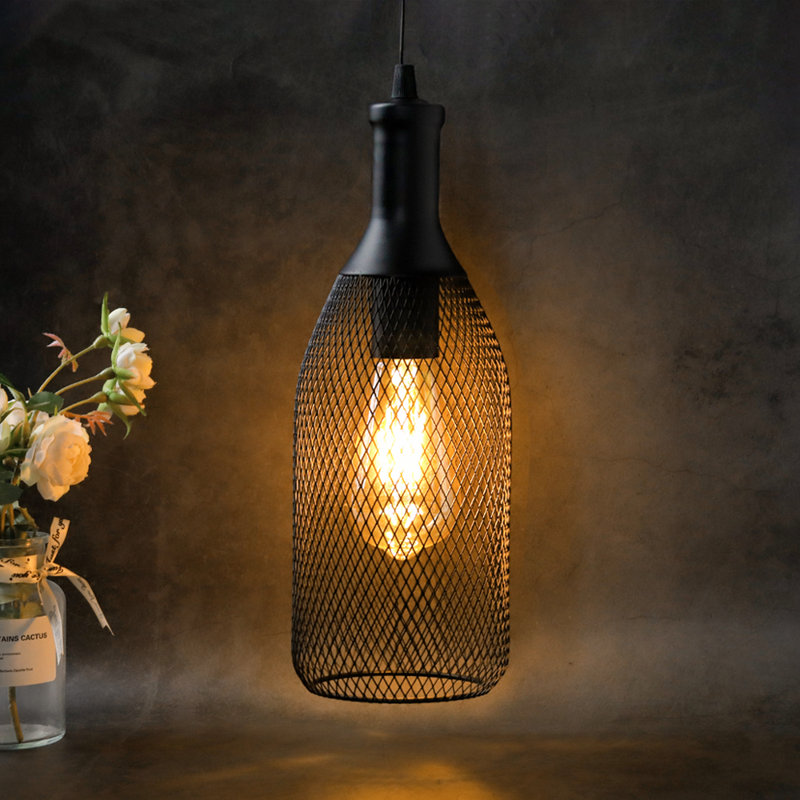 Williston Forge 33Cm Black Cylinder LED Pendant with Wrought Iron Accents