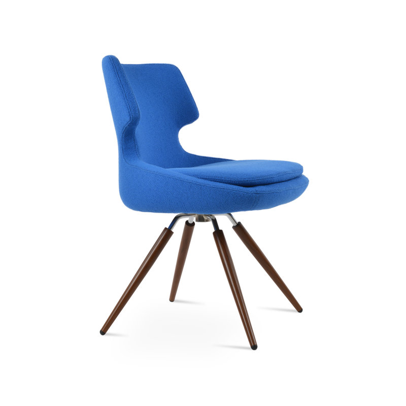 Chaise d'appoint pivotante carotte Patara, Laine argentée, Noyer