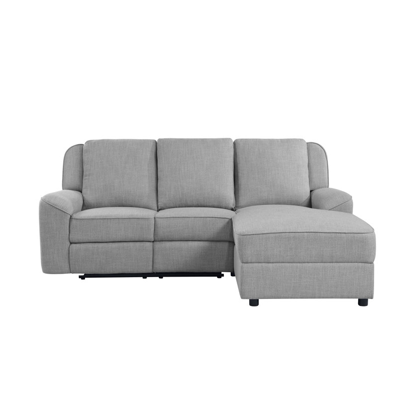 Gray Linen Sectional With Dropdown Table - Transform Your Room Comfortable Cushion