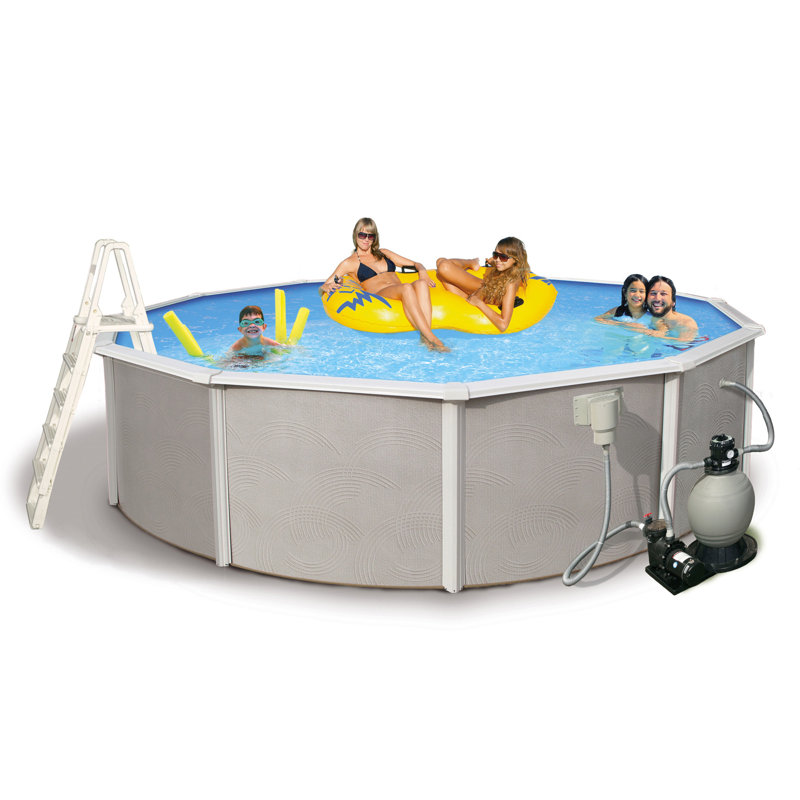 Belize Round 24' Steel Above-Ground Pool with Filter Pump