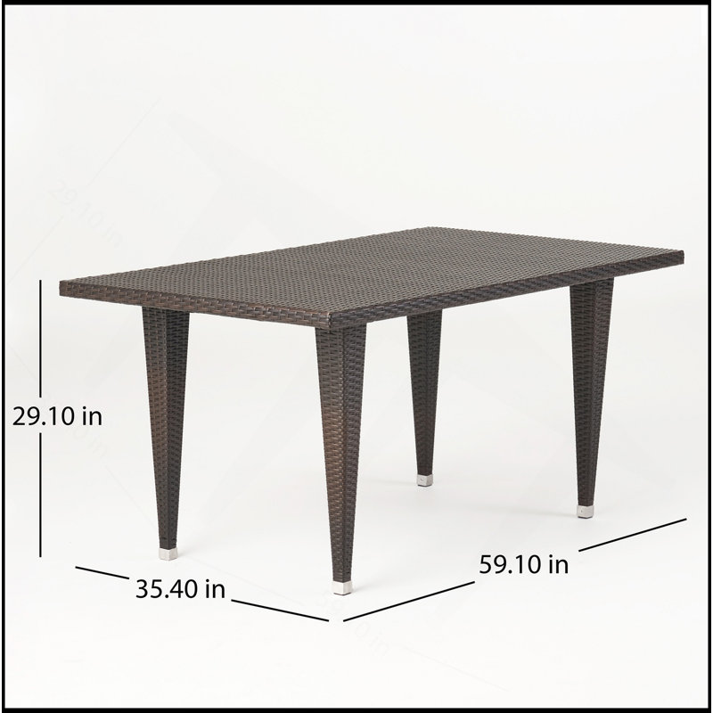 Table basse de patio Dominica 35 * 59, résistante aux intempéries et nécessitant peu d'entretien pour l'extérieur, Brun multi