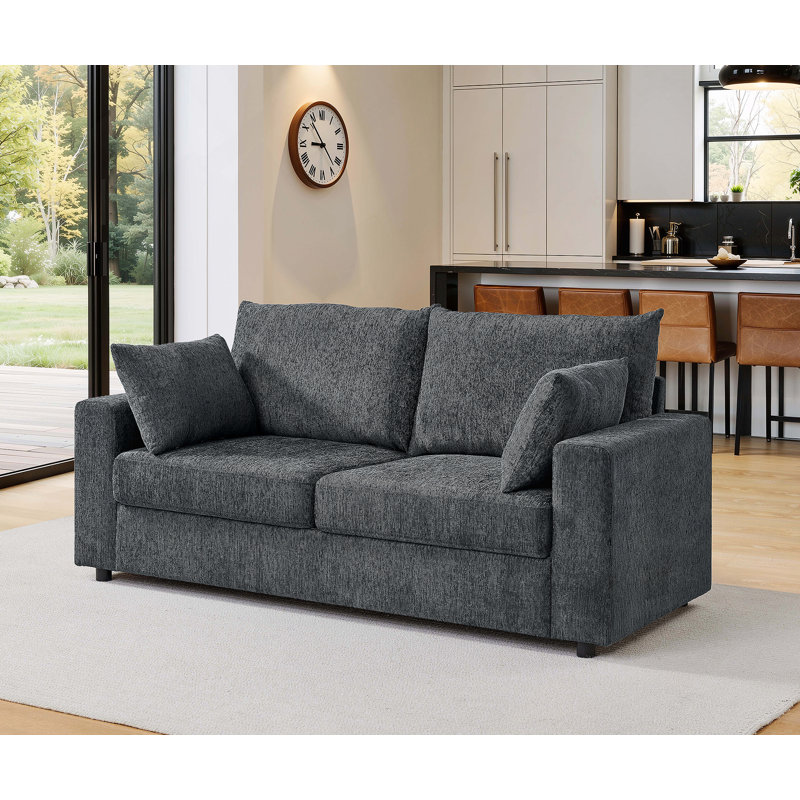 Canapé moderne rembourré de 78 pouces avec coussins profonds et coussins amovibles pour un confort ultime et une vie polyvalente.