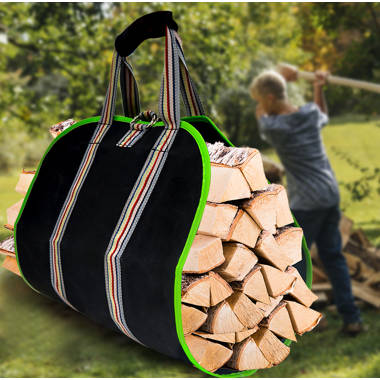 Indoor Firewood Rack with Carrier Bag