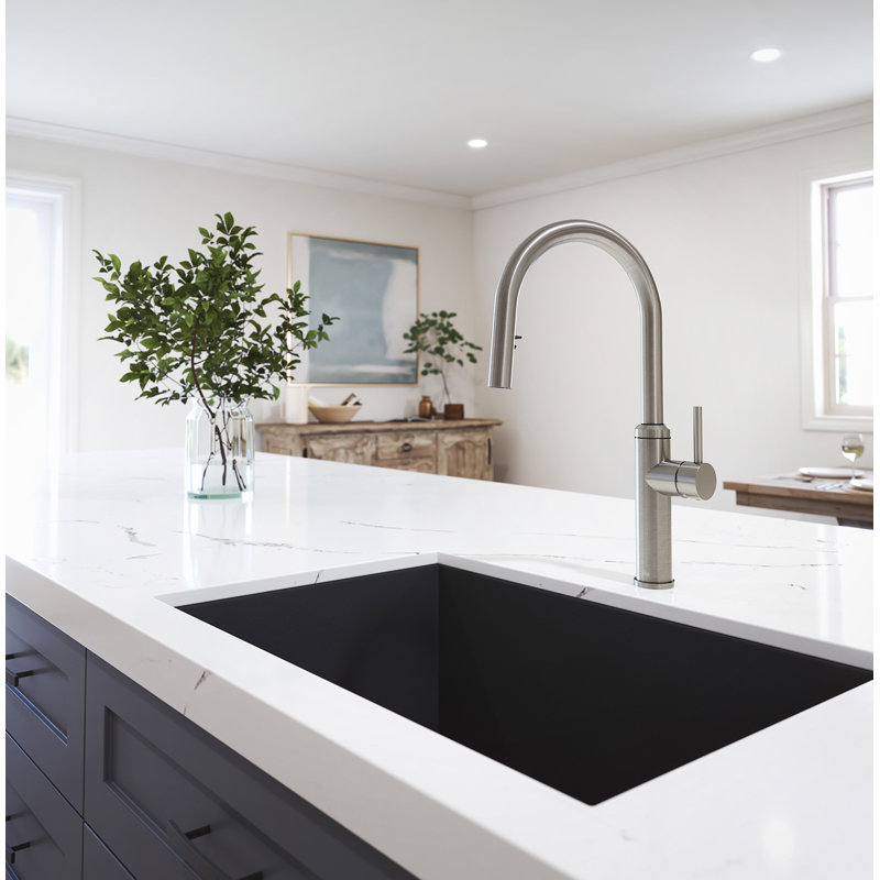 Kalia ENORA Pull-Down Kitchen Faucet – Single Handle Dual-Spray Faucet in Stainless Steel PVD, Stainless Steel PVD