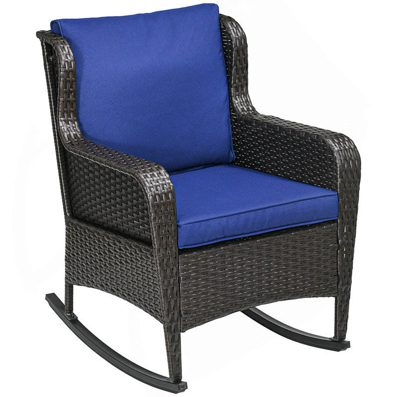 Chaise berçante d'extérieur en osier à assise large