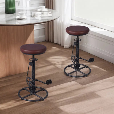Analeesa Swivel Upholstered Adjustable Height Counter Stool with Metal Frame