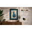 Geometric Blue Cat Mid-Century - Framed Print-725233637-725233626