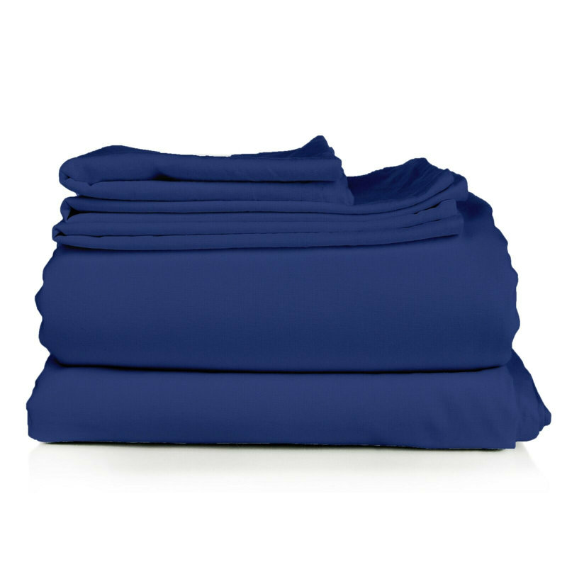 Ensemble de draps en micro-fibre, Ensemble de draps pour grand lit + un drap-housse , Bleu royal