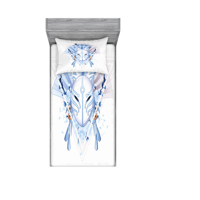 Ensemble de draps kitsune fox mask, Ensemble de draps pour lit simple TG avec drap-hou