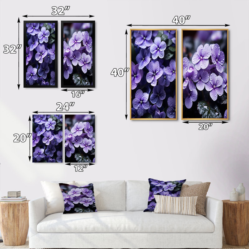 «Violets Whispering Photo», 2 pièces, H 20 po x l 24 po, Toile tendue