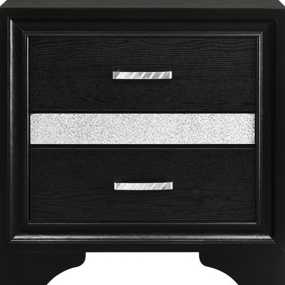 Table de chevet noire 2 pour chambre à coucher - Style contemporain avec rangement caché 2 tiroirs et accessoires