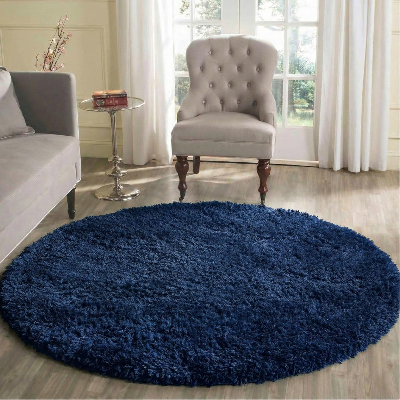 Esterly Solid Colour Shag Area Rug, Round 120cm