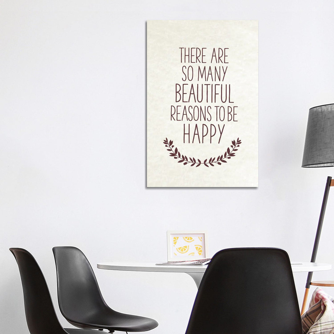 Happiness Quote by Amelie Vintage Co - No Frame Gallery-Wrapped Canvas Giclée on Canvas