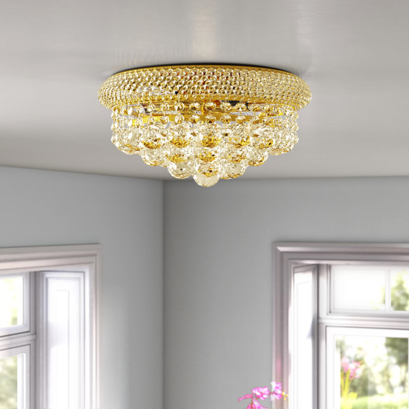Ston Easton Flush Mount, Gold, 10 Lights, 8" H x 20" W x 20" D