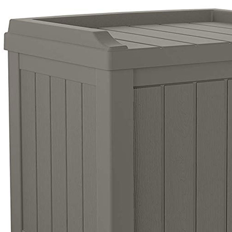 Suncast 22 Gallon Water Resistant Deck Box with Storage Seat, Stoney, 1