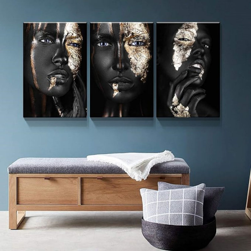 Peinture sur toile, 3 pièces, H 32 po x l 72 po