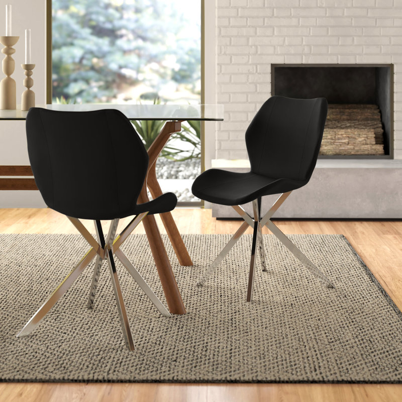 Side Chair, Black, Silver