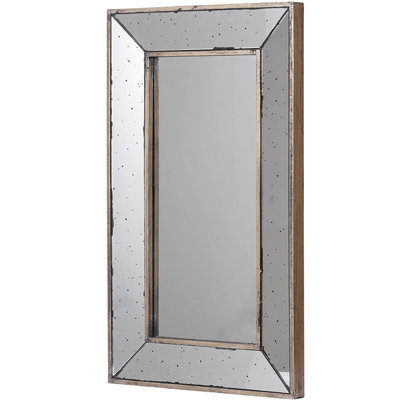 16.5x24" Wall Mirror And Decorative Tray Pair, Lustrous Glass Reflection, Enhances Room Beauty, 7.3lbs, Silver, Wood High Atmosphere,