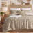 Bedsure Twin Tufted Boho Comforter Set - Khaki Geometric Design, Farmhouse Embroidery, Soft 5-Piece Bedding Set, All Season-125465503-125465508