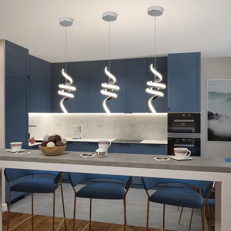 Îlot de cuisine moderne à DEL à spirale moderne, luminaire suspendu à hauteur réglable de 22 W, lustre 4000K pour table de salle à manger, paquet de 1