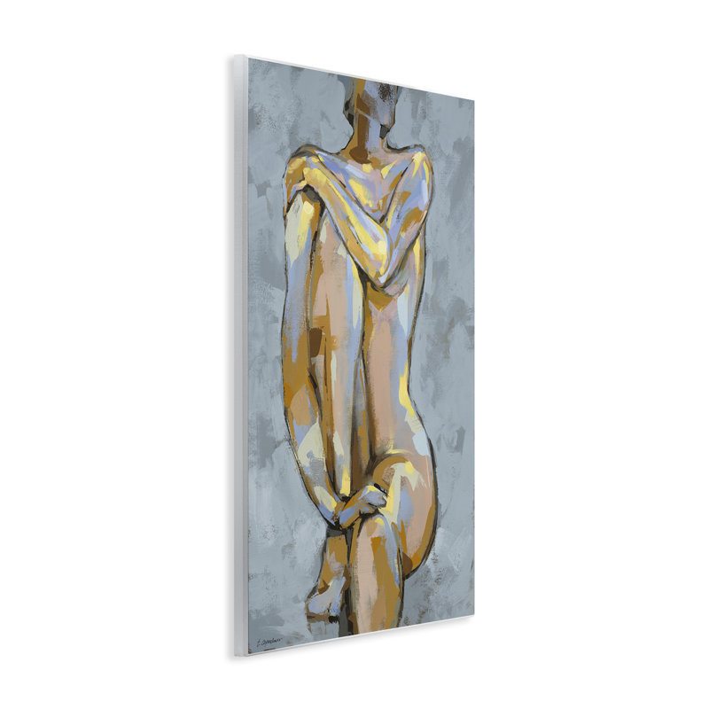 Art moderne sur plaque, "Modern Brushed Nude Portrait" par Trevor Copenhaver, H 19 po x l 13 po x P 0,5 po, Bois