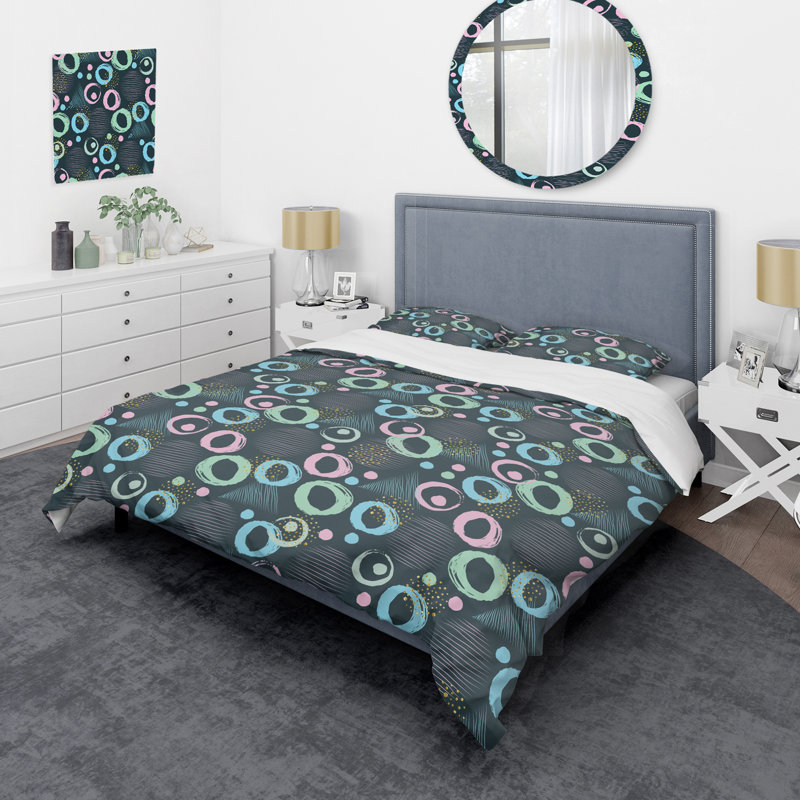 Multicolor Abstract Dot - Ensemble de housse de couette Abstract - Microfibre de polyester