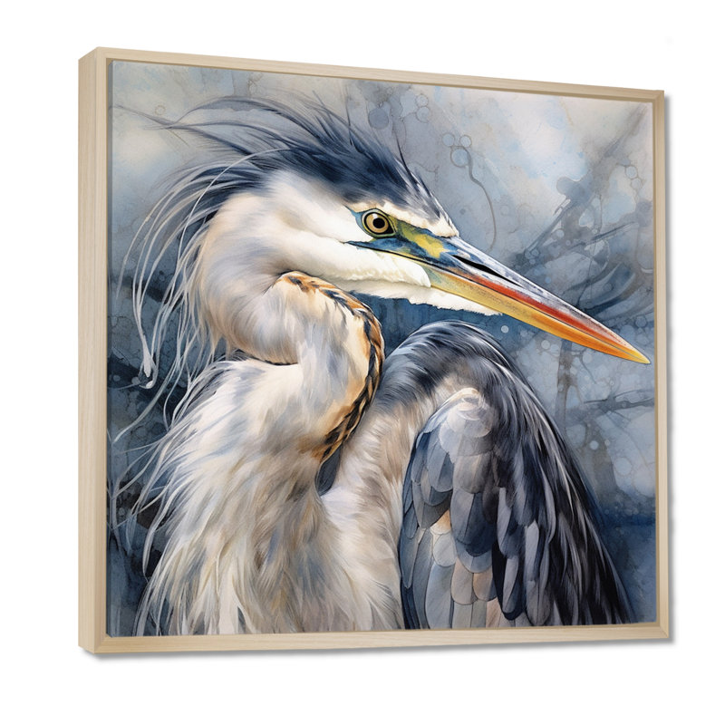 Heron Waterbird II - Heron, impressions encadrées, H 16 po x l 16 po, Érable, Reproduction avec cadre flottant