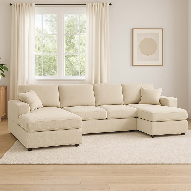 Canapé modulaire 3 pièces en velours côtelé 3 pièces, Crème