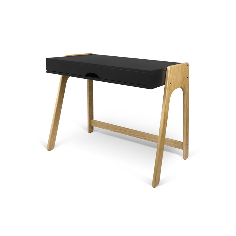 Solid Wood Base Writing Desk, Matte Black
